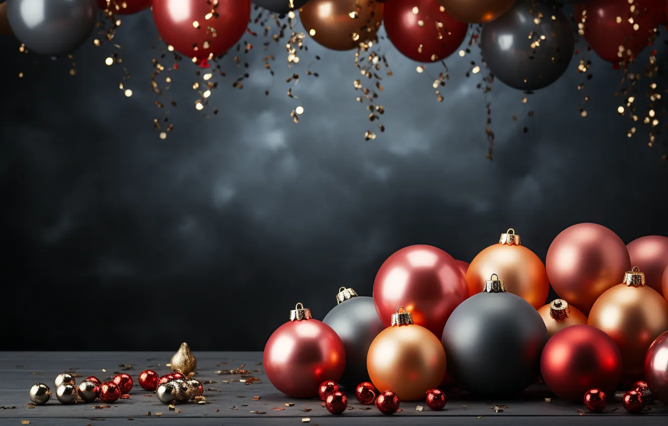 Photo wallpaper balls, New Year, Christmas, new year, happy, Christmas, balls, merry