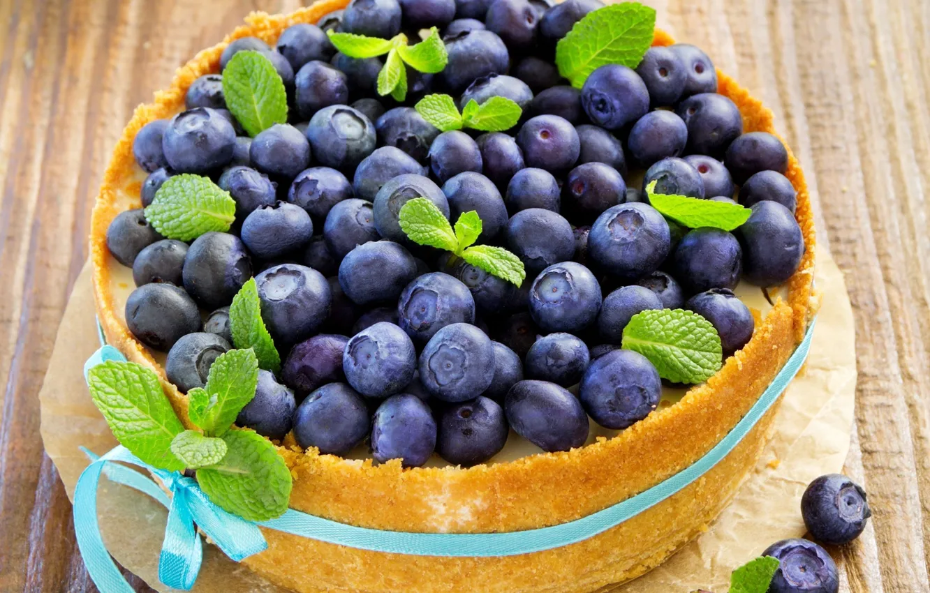 Photo wallpaper blueberries, pie, sweet, cheesecake