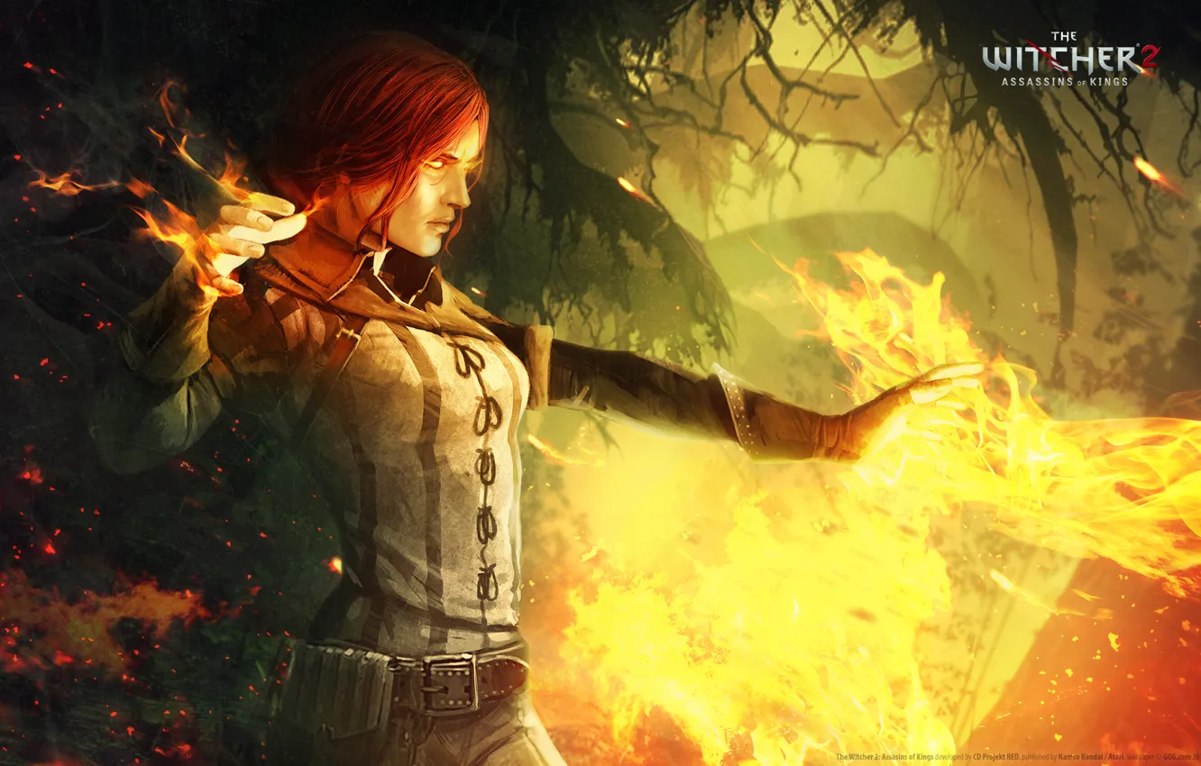 Photo wallpaper fire, the witcher 2, assassins of kings, Triss