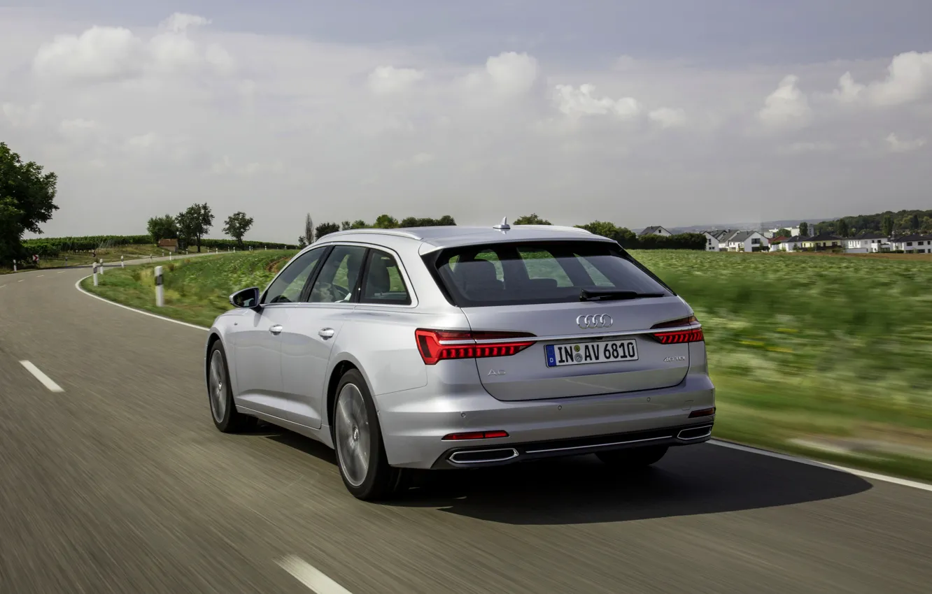 Photo wallpaper Audi, 2018, universal, on the road, gray-silver, A6 Avant