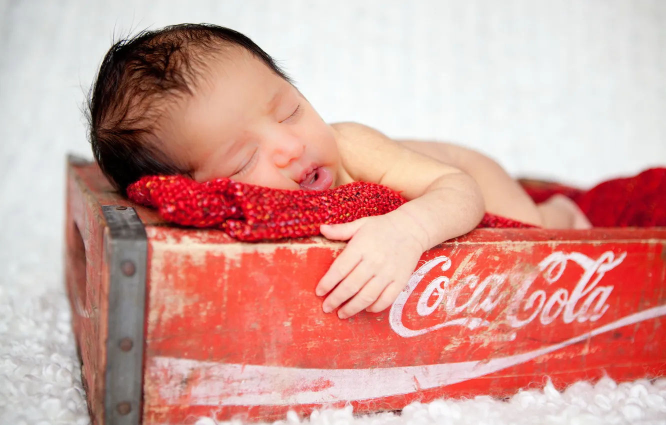 Photo wallpaper mood, box, coca cola, baby