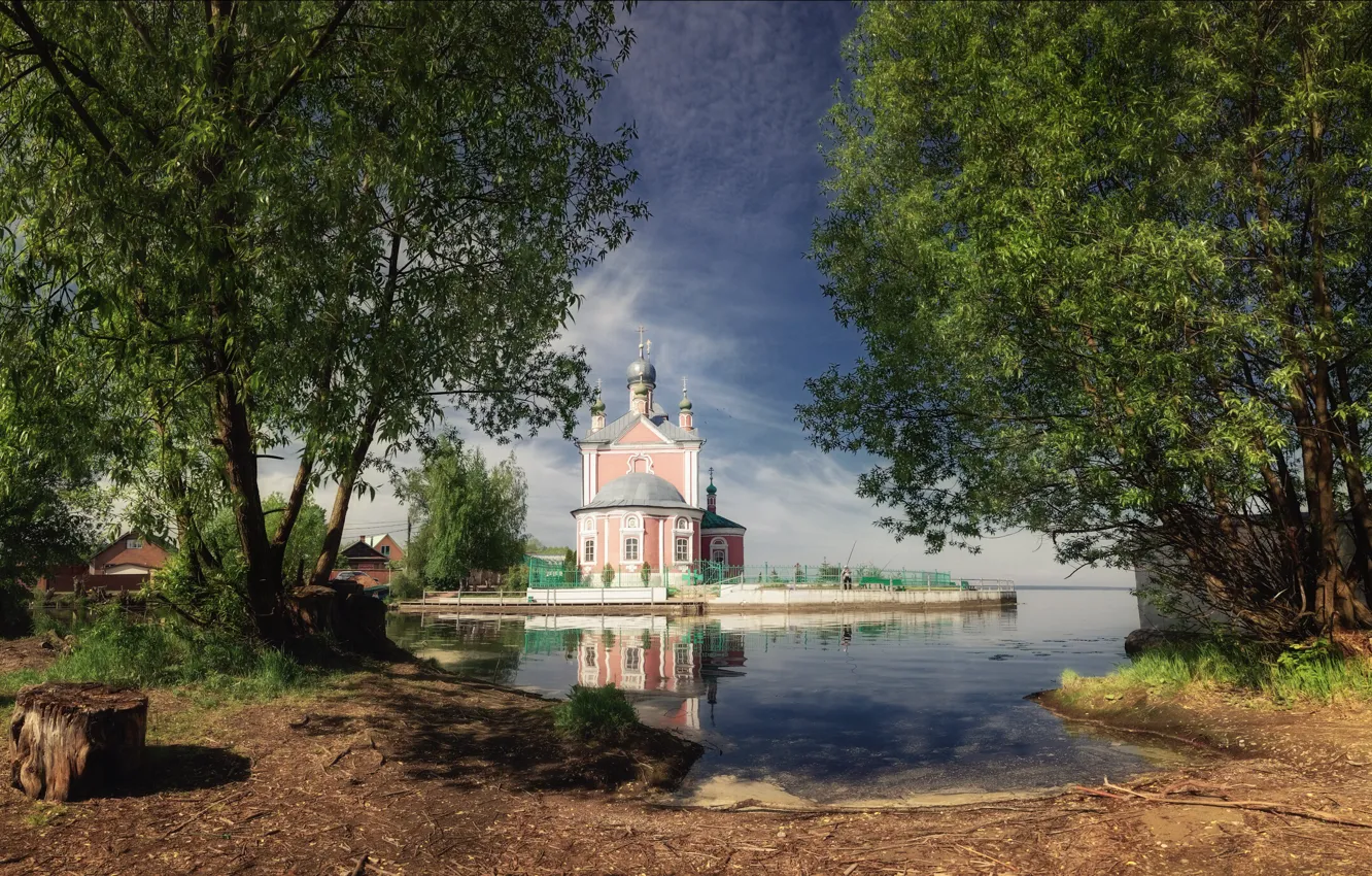 Photo wallpaper summer, trees, landscape, nature, stump, home, Church, Agoranov Alex