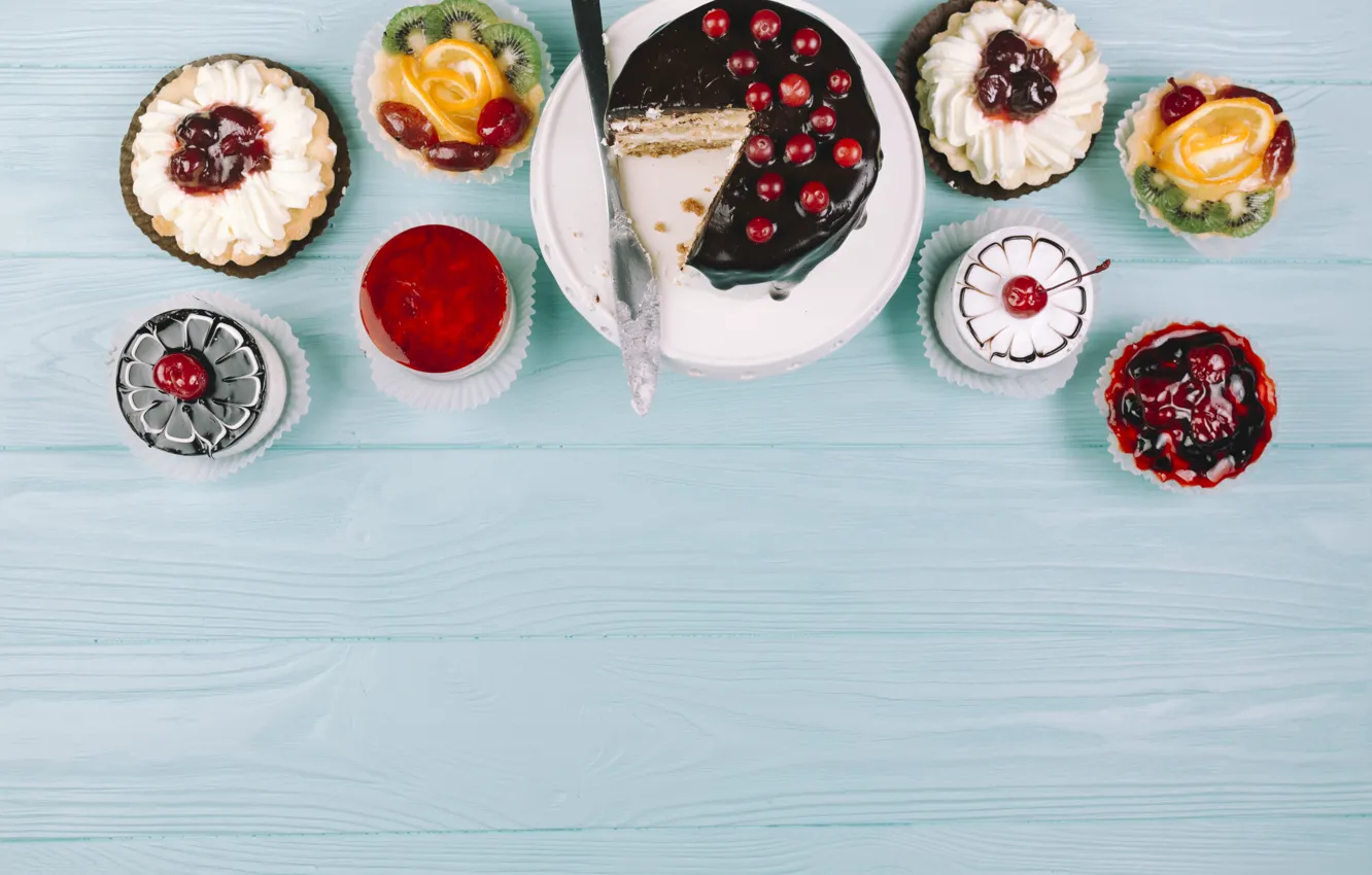 Photo wallpaper cake, cake, dessert, sweet, cupcakes