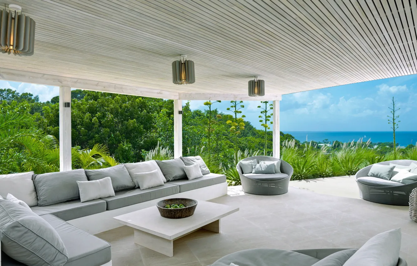 Photo wallpaper tropics, the ocean, Villa, interior, terrace, Barbados