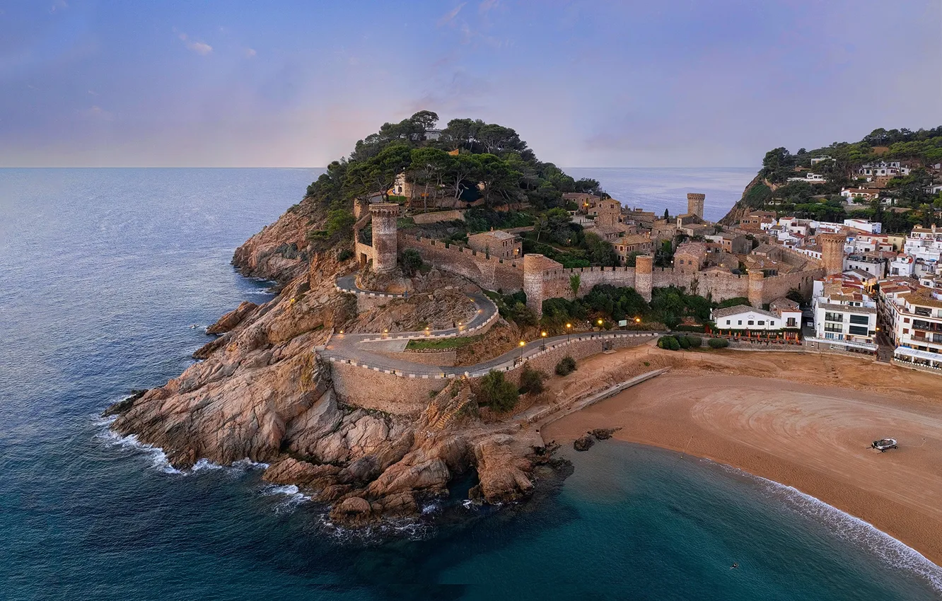 Photo wallpaper castle, coast, home, Spain, Tossa de Mar