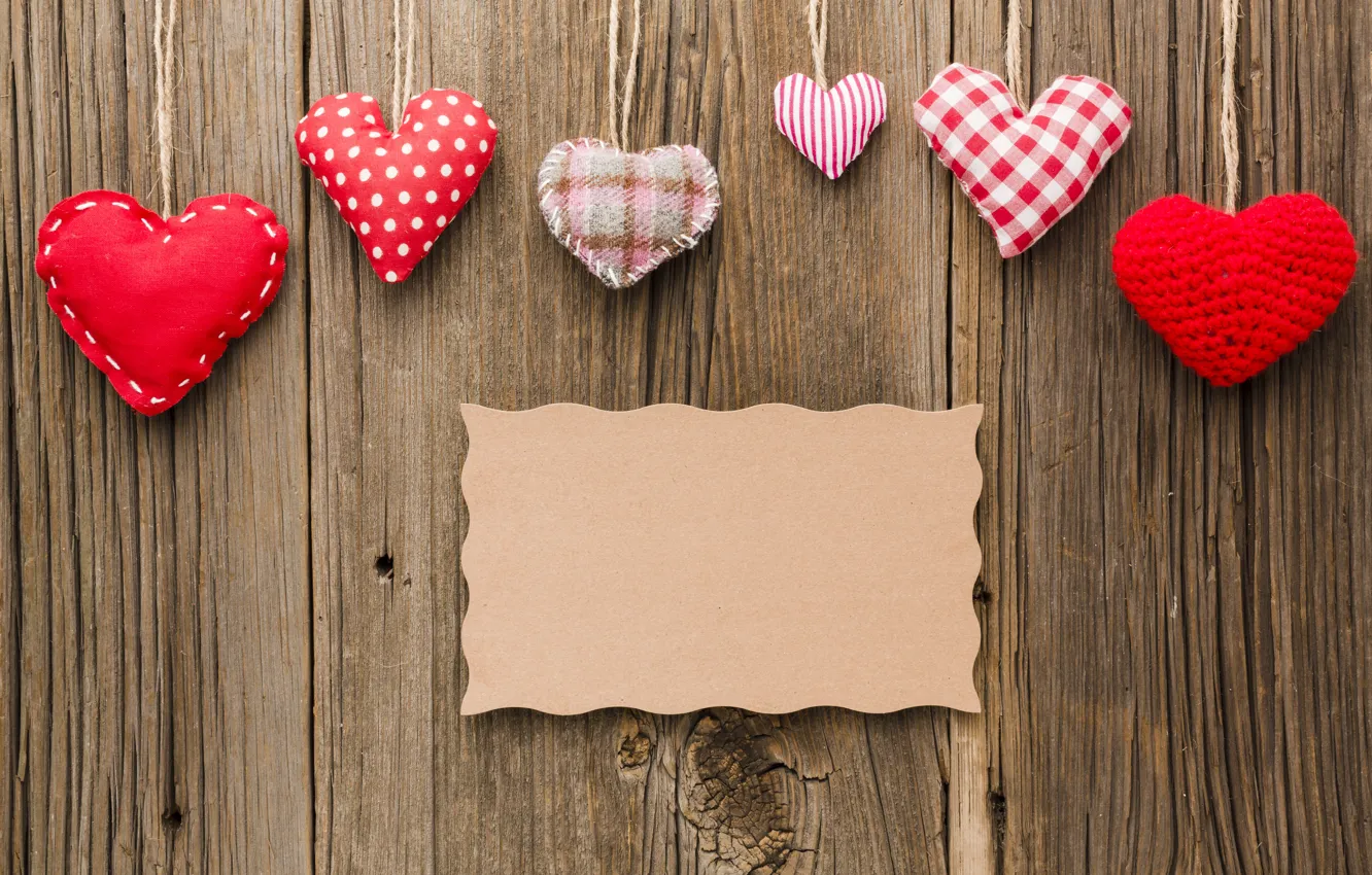 Photo wallpaper red, heart, Board, hearts, thread, Valentine's day, different, Valentine's day