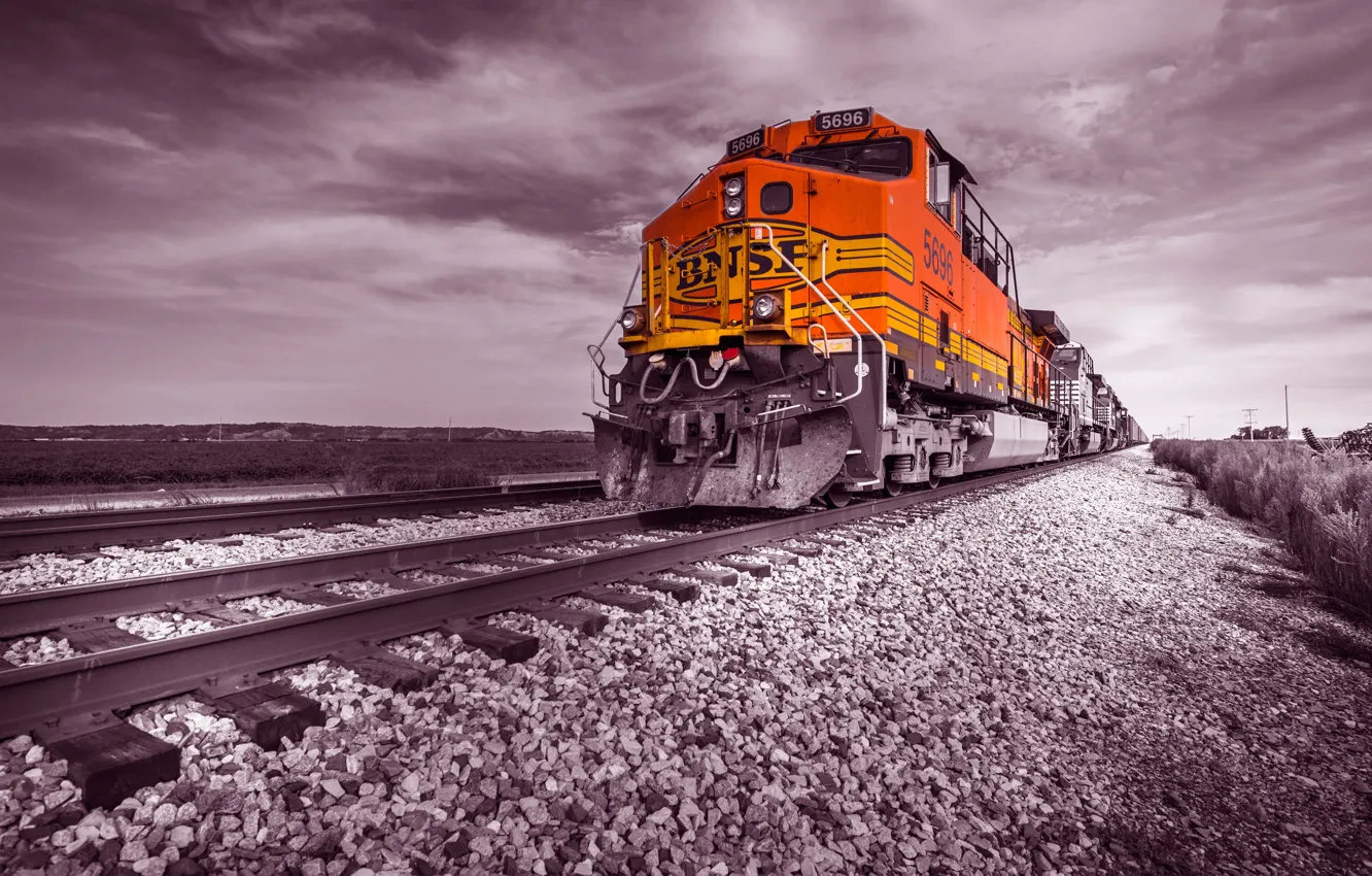 Photo wallpaper rails, train, railroad, locomotive