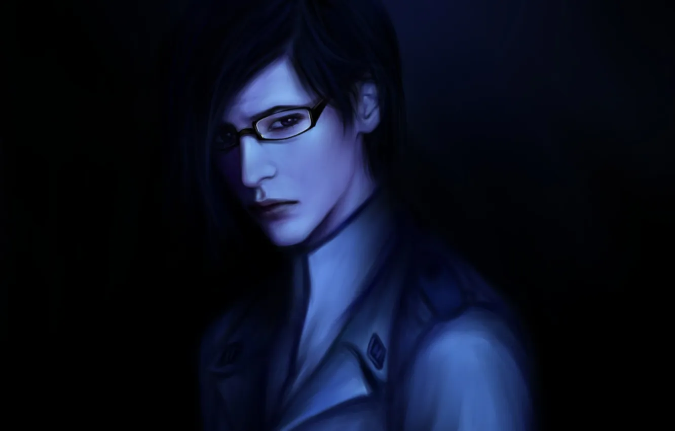 Photo wallpaper the dark background, art, glasses, guy, Bleach, Mochifin, Uryu Ishida