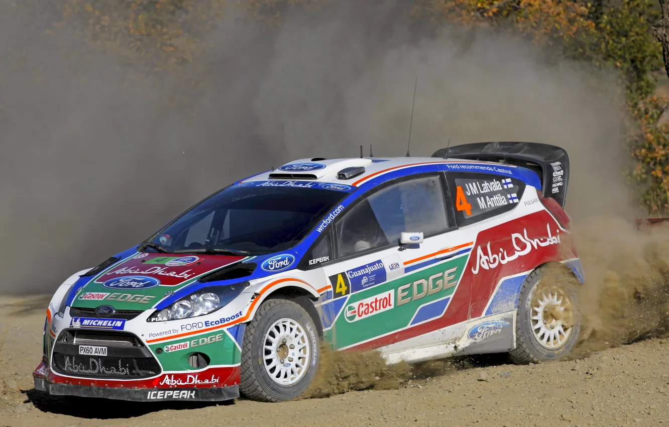 Photo wallpaper auto, sport, Ford, Skid, Ford, WRC, Rally, Fiesta