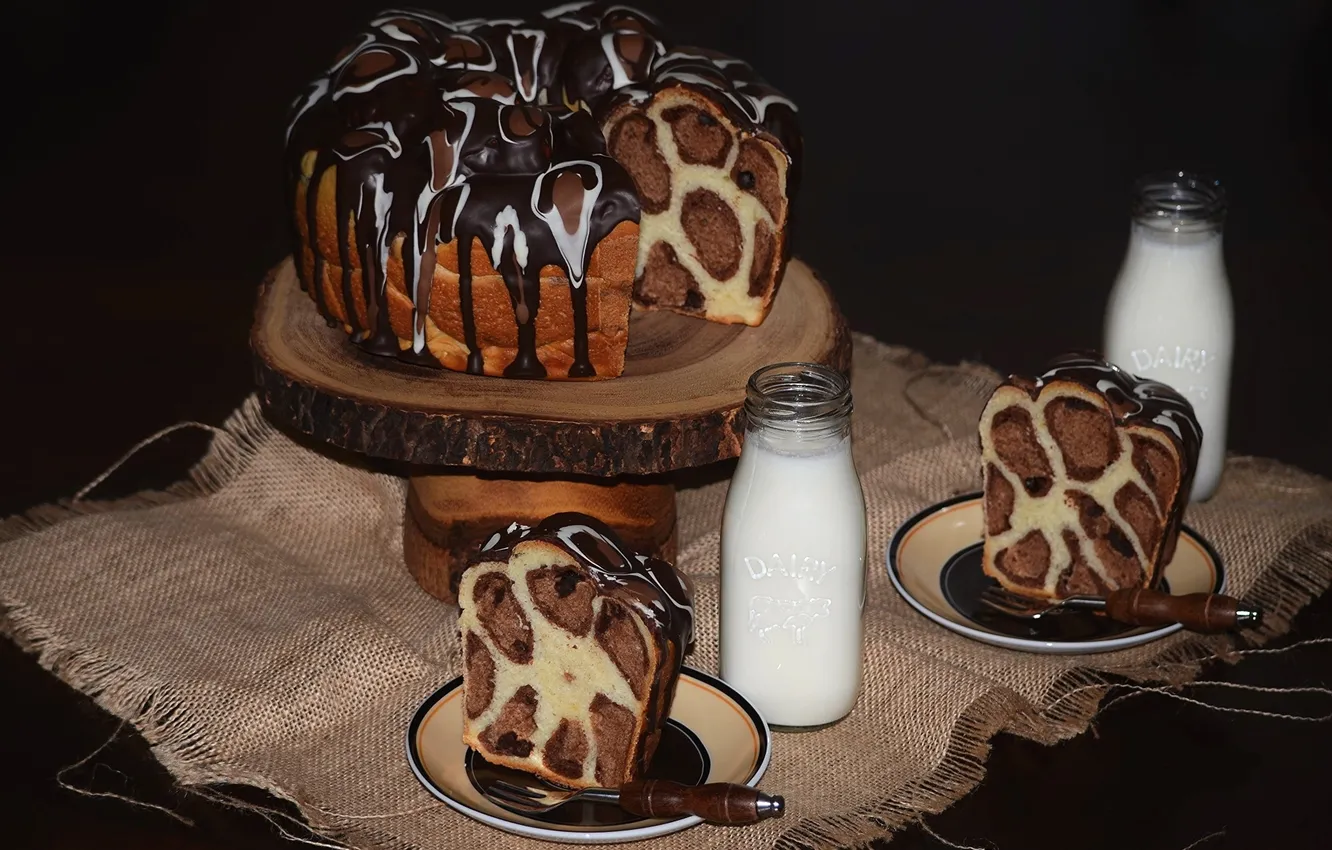 Photo wallpaper milk, cakes, cupcakes