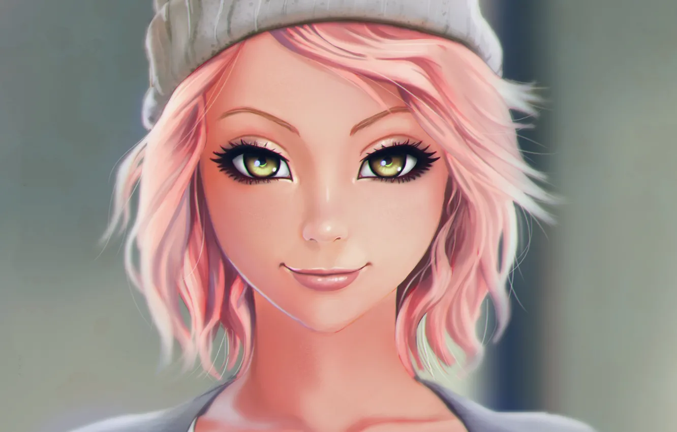 Photo wallpaper look, girl, face, mood, hat, beauty, beauty, art