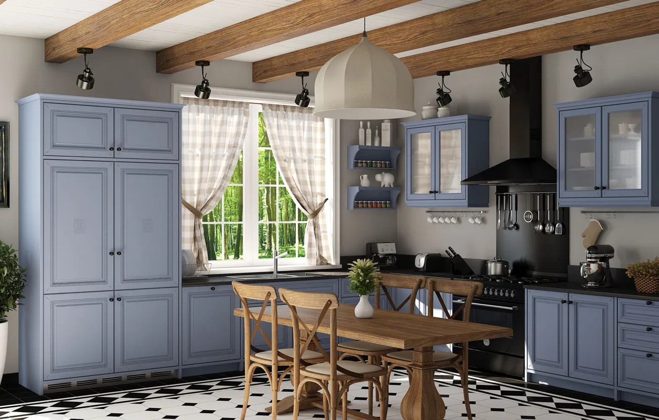 Photo wallpaper interior, kitchen, dining room