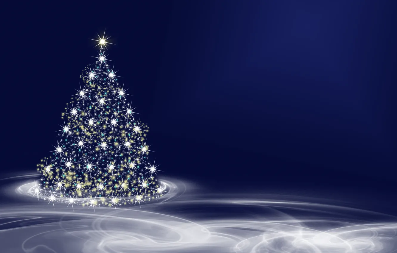 Photo wallpaper winter, light, lights, holiday, vector, Christmas, New year, tree