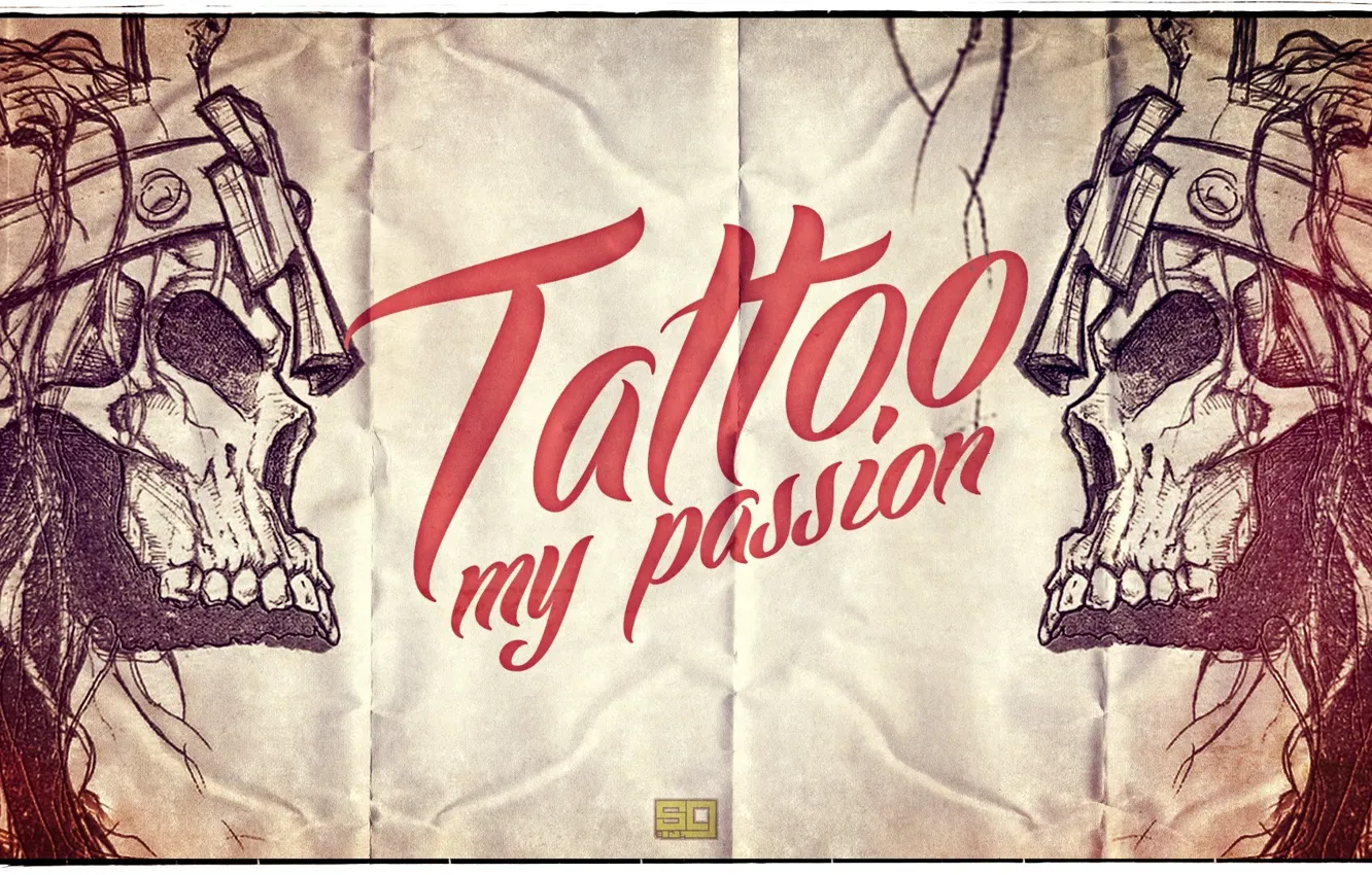 Photo wallpaper style, the inscription, skull, tattoo, words, tattoo my passion