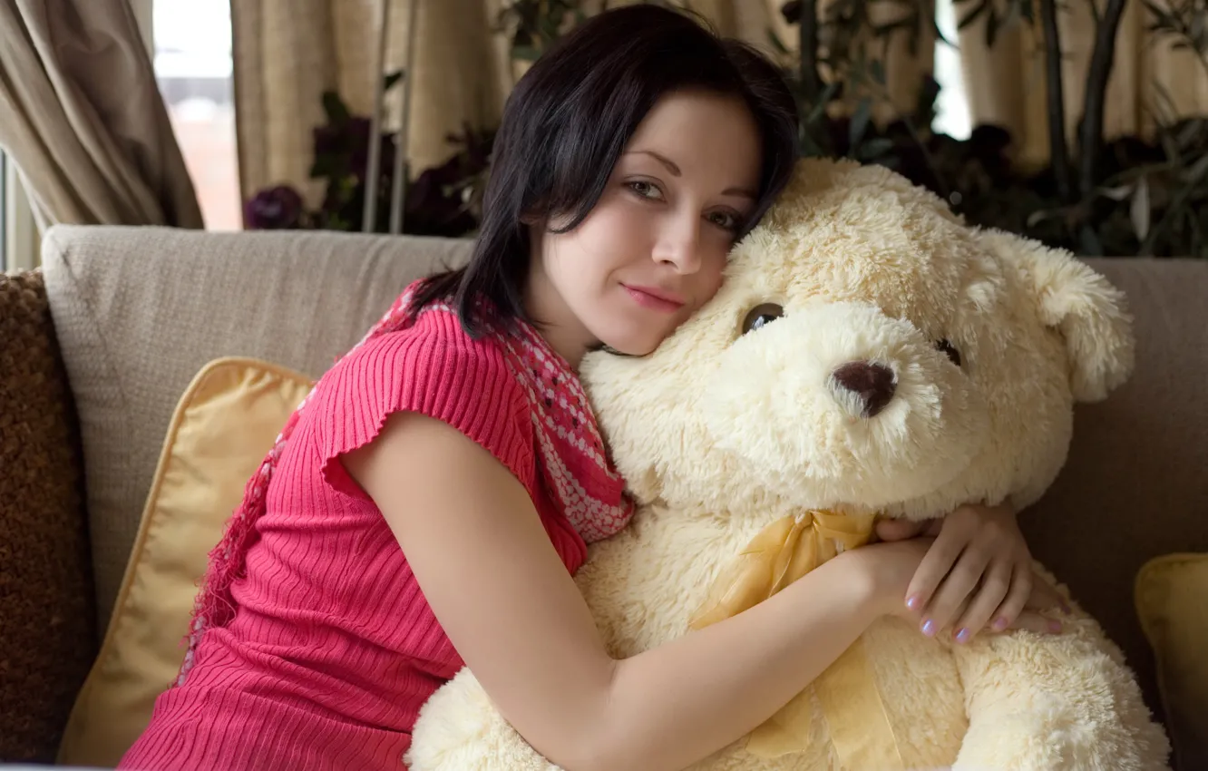 Photo wallpaper look, smile, makeup, Night A, black hair, Plush Toy