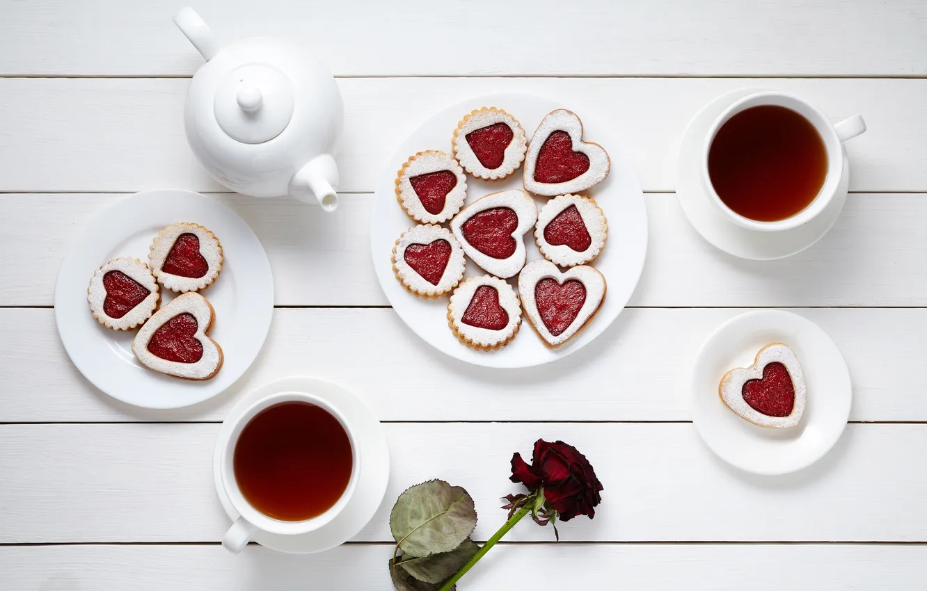 Photo wallpaper heart, food, valentine's day, breakfast
