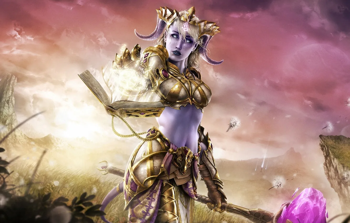 Photo wallpaper girl, WoW, World of Warcraft, Warcraft, Paladin, Draenei, Warlords of Draenor, yrel