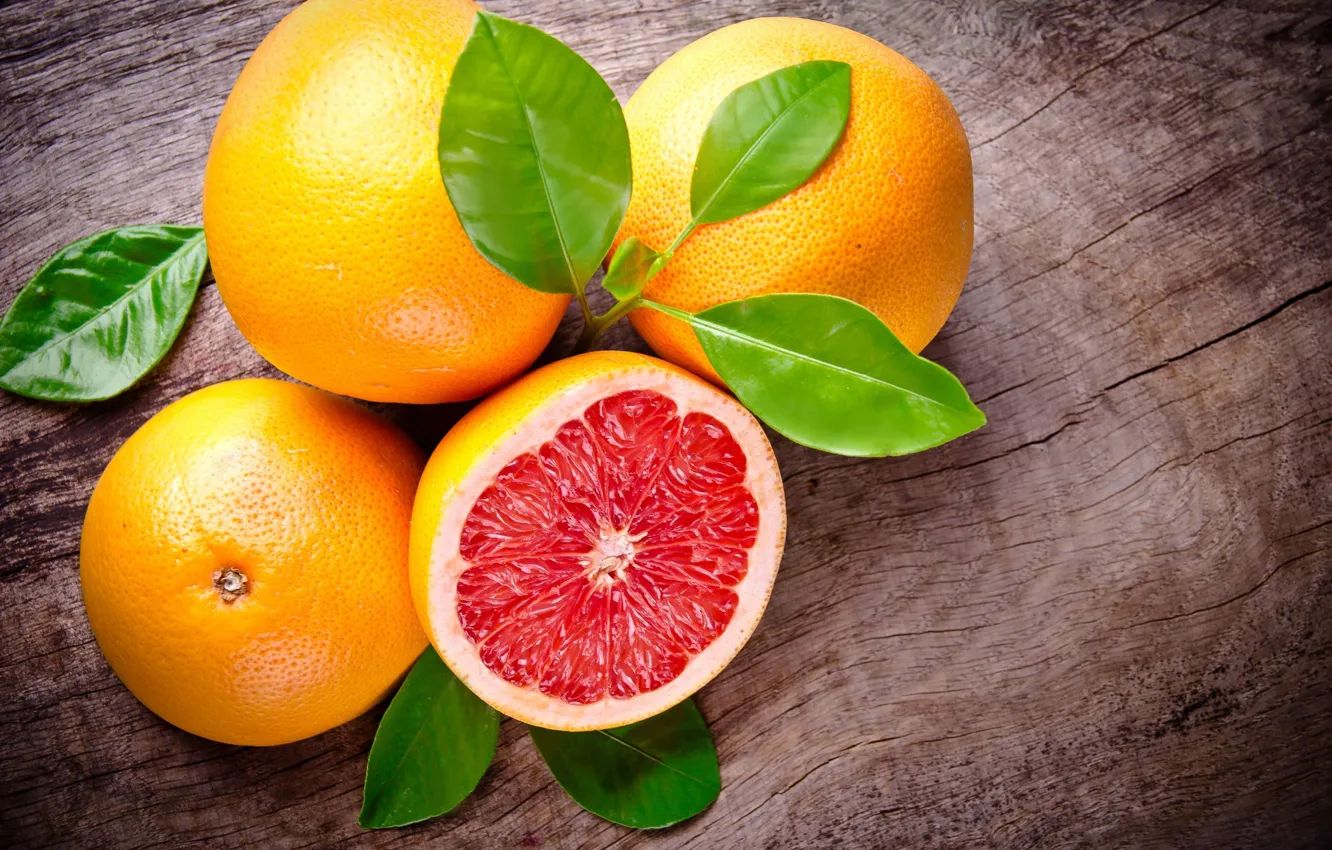 Photo wallpaper leaves, Wallpaper, food, wallpaper, fruit, widescreen, background, grapefruit