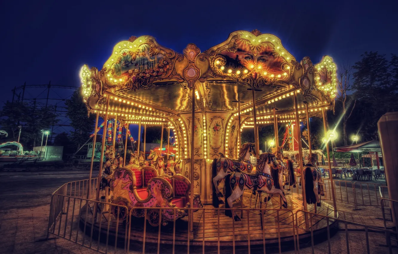 Photo wallpaper night, the city, HDR, carousel, Istanbul, Turkey, night, Istanbul