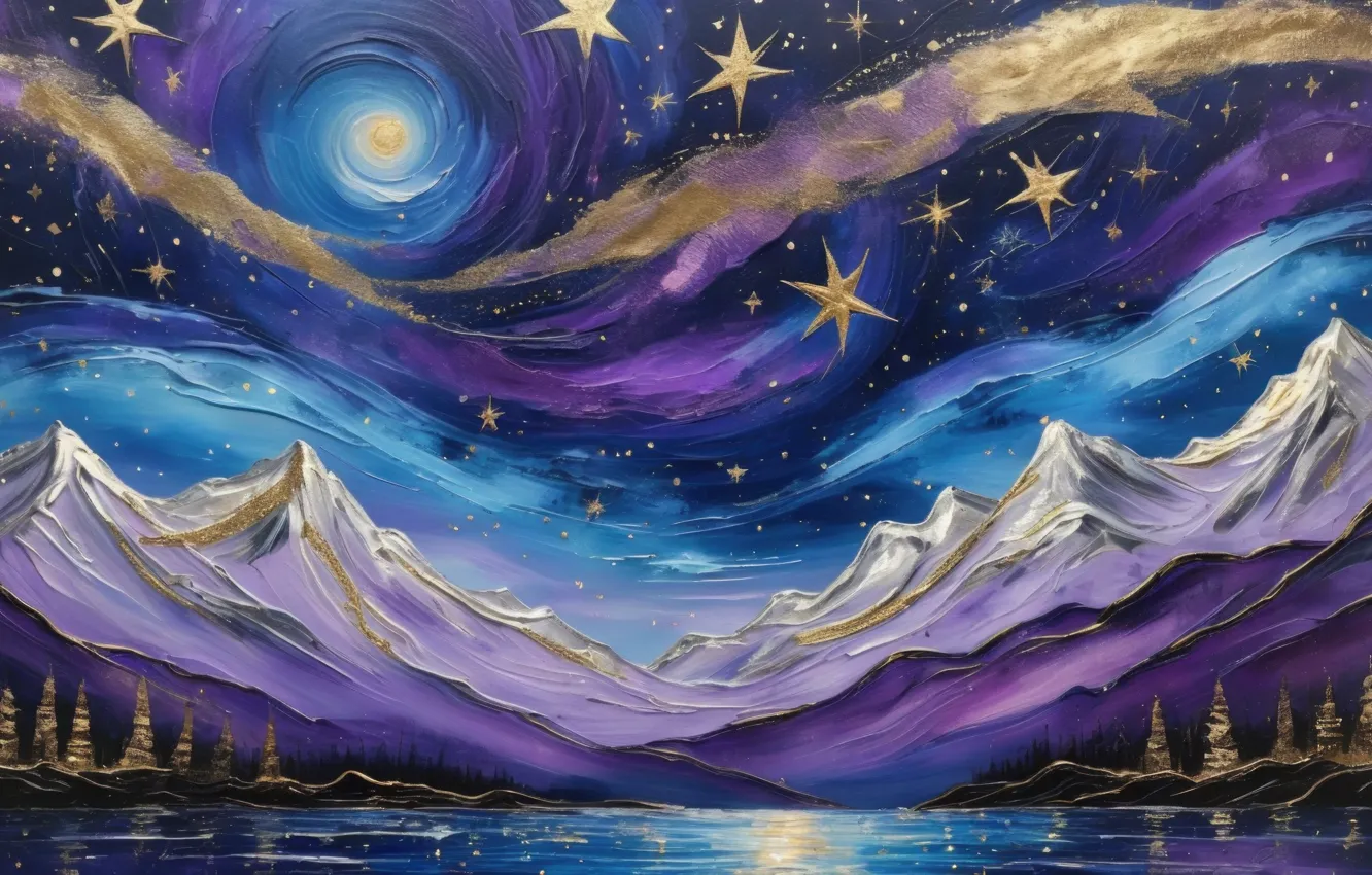 Photo wallpaper the sky, night, acrylic paint