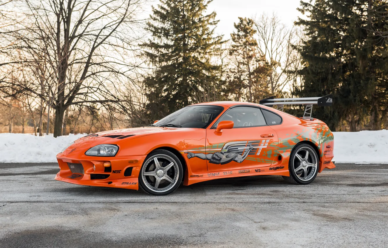 Photo wallpaper tuning, Orange, Orange, Toyota, Front, tuning, Supra, The fast and the furious