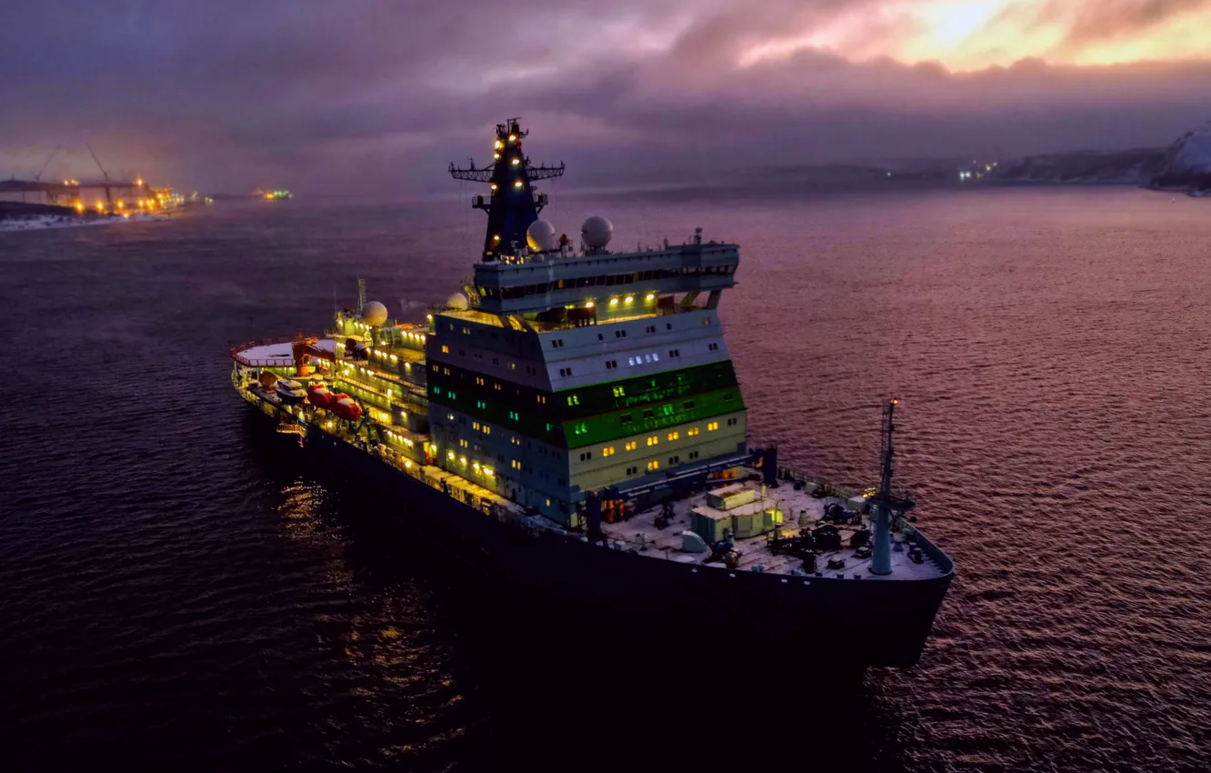 Photo wallpaper night, Icebreaker, atomic