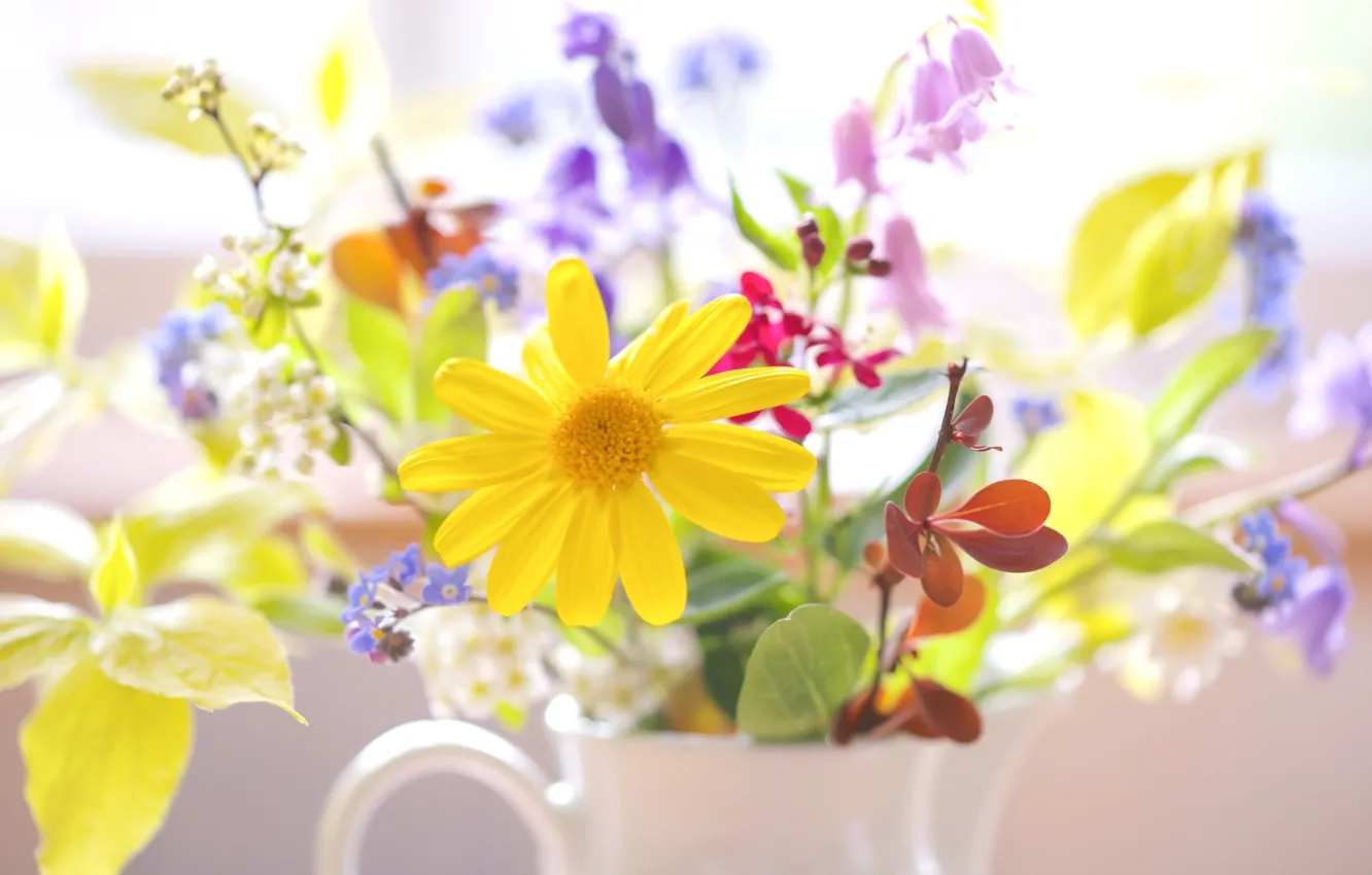 Photo wallpaper bouquet, wildflowers, spring