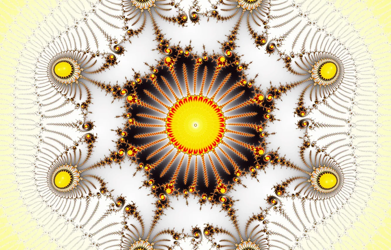 Photo wallpaper pattern, fractal, the sun, yellow