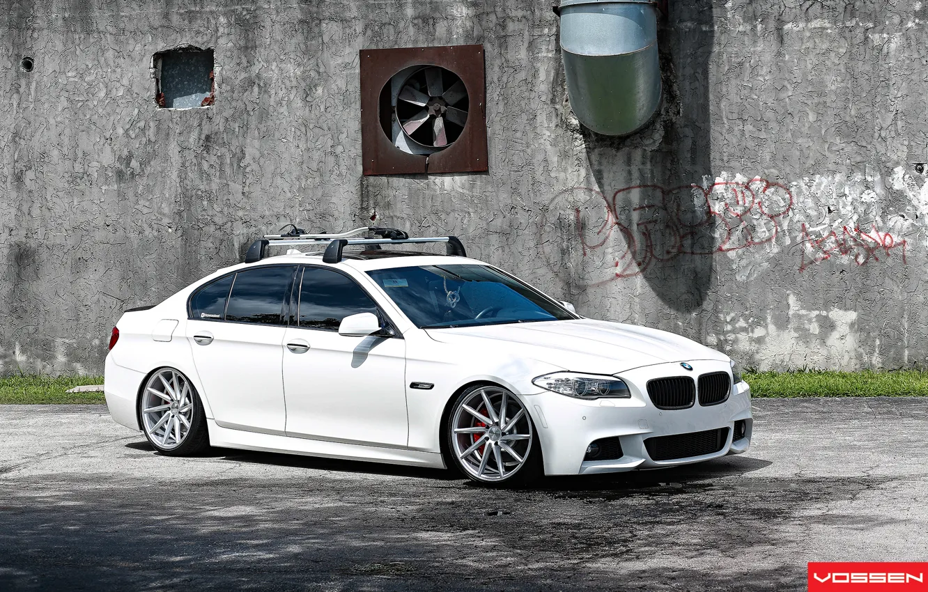 Photo wallpaper BMW, white, 5 series, f10, vossen, 535i