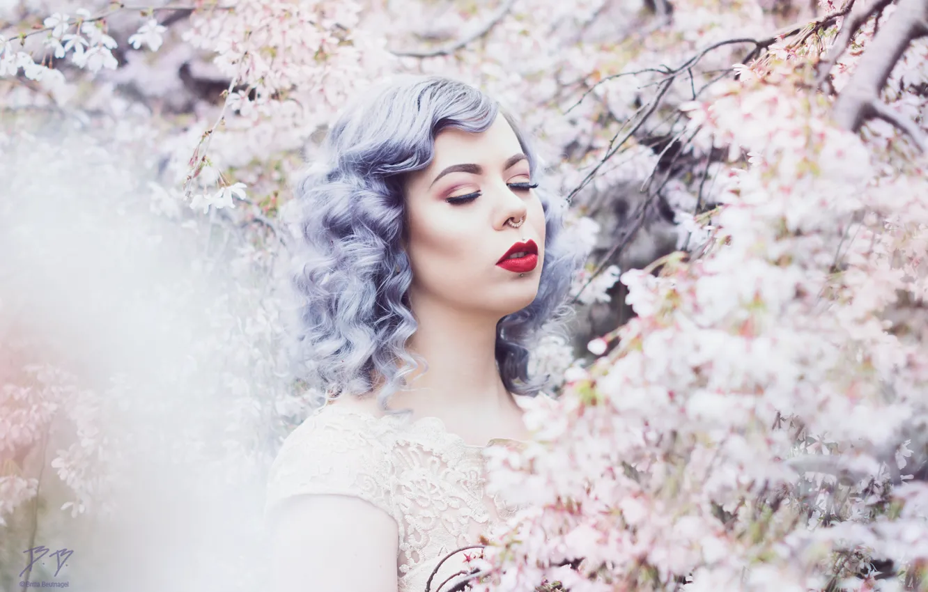 Photo wallpaper girl, style, background, model, hair