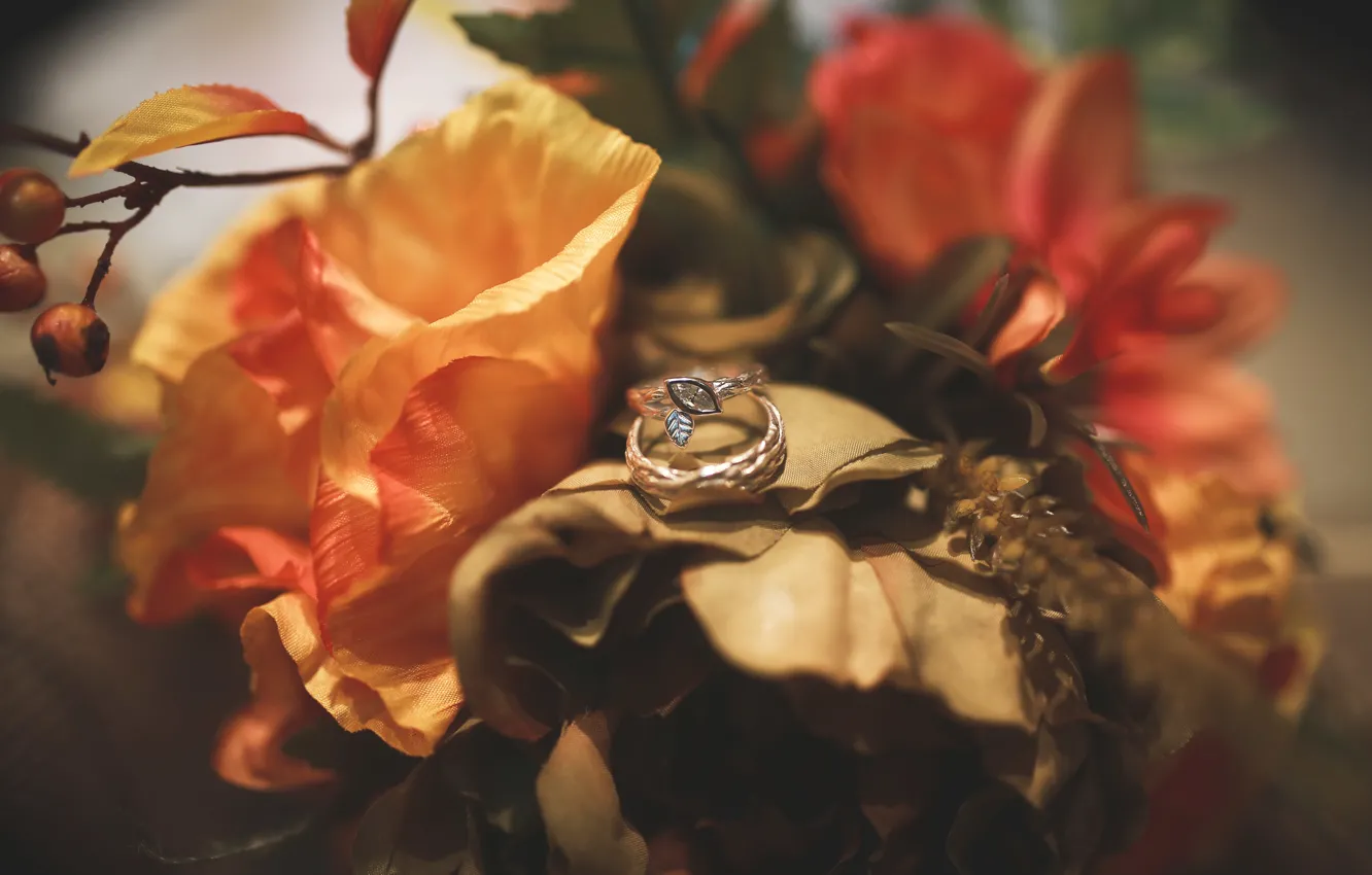 Photo wallpaper flowers, ring, decoration