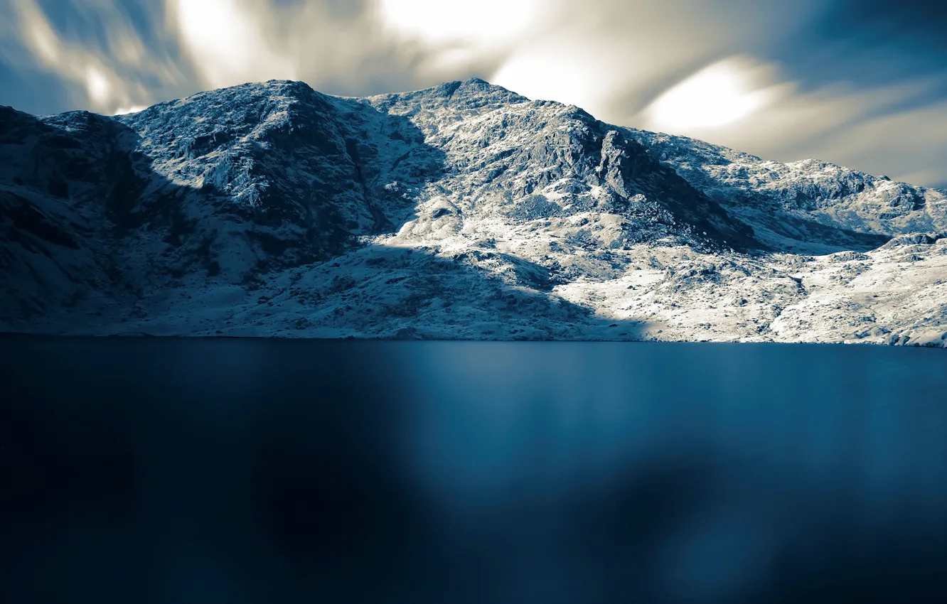 Photo wallpaper sea, snow, mountains