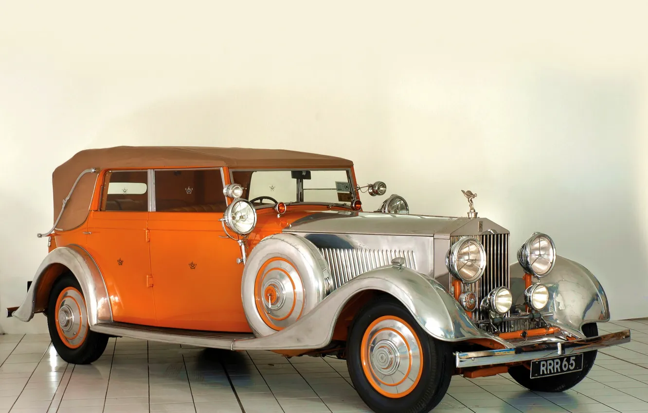 Photo wallpaper Rolls-Royce, Orange, Car, Classic, Headlights, Luxury Classic Car, RAR 65