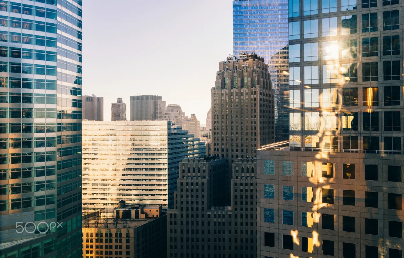 Photo wallpaper light, the city, home, window, USA, New York