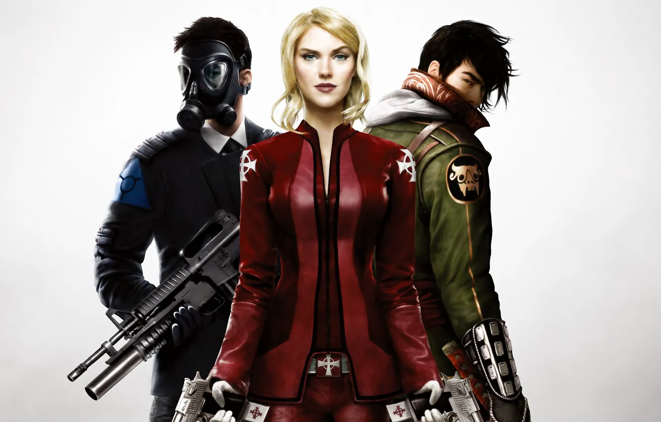Photo wallpaper girl, weapons, guy, trio, The Secret World