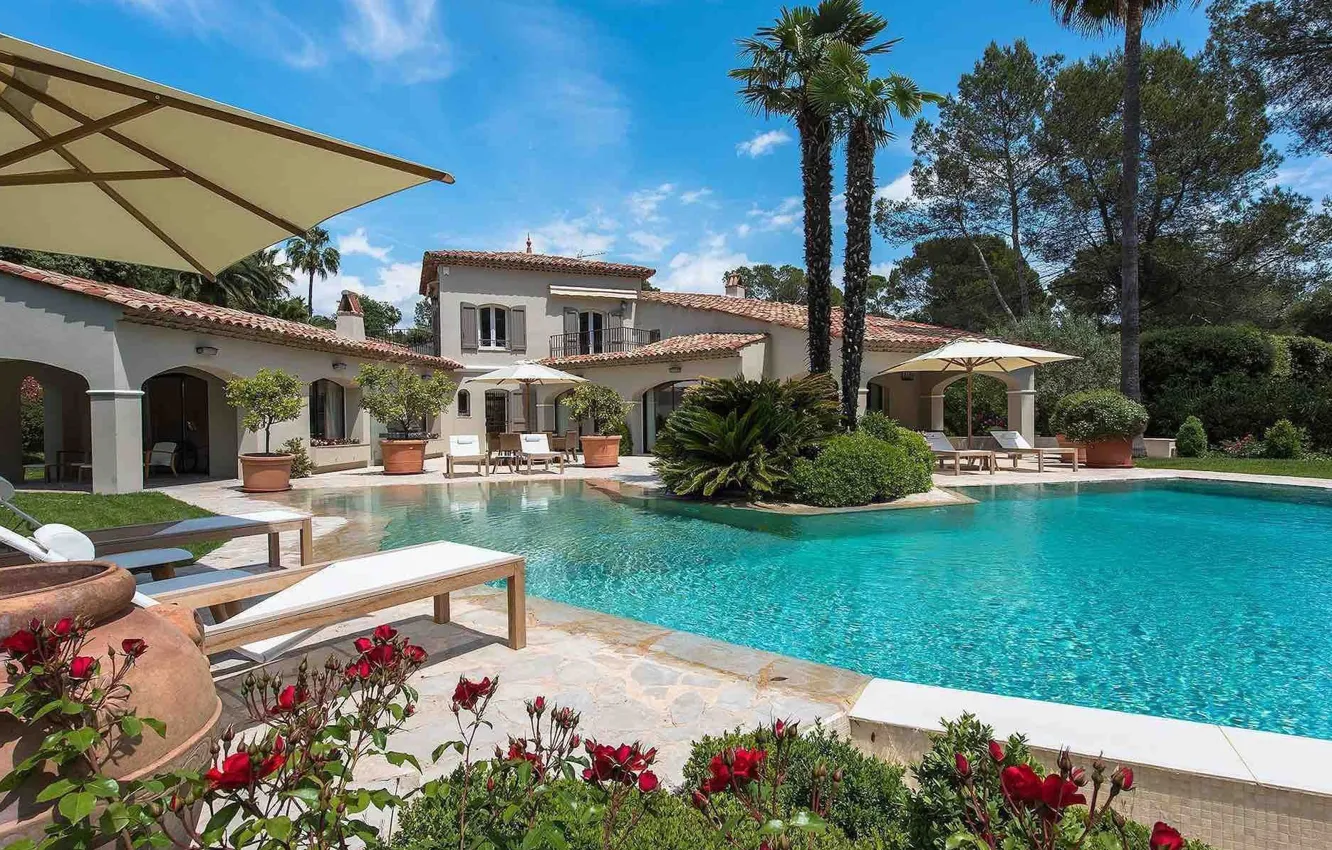 Photo wallpaper France, Villa, pool, architecture, terrace, Provence-Alpes-Côte d'azur, Antibes, Mougins