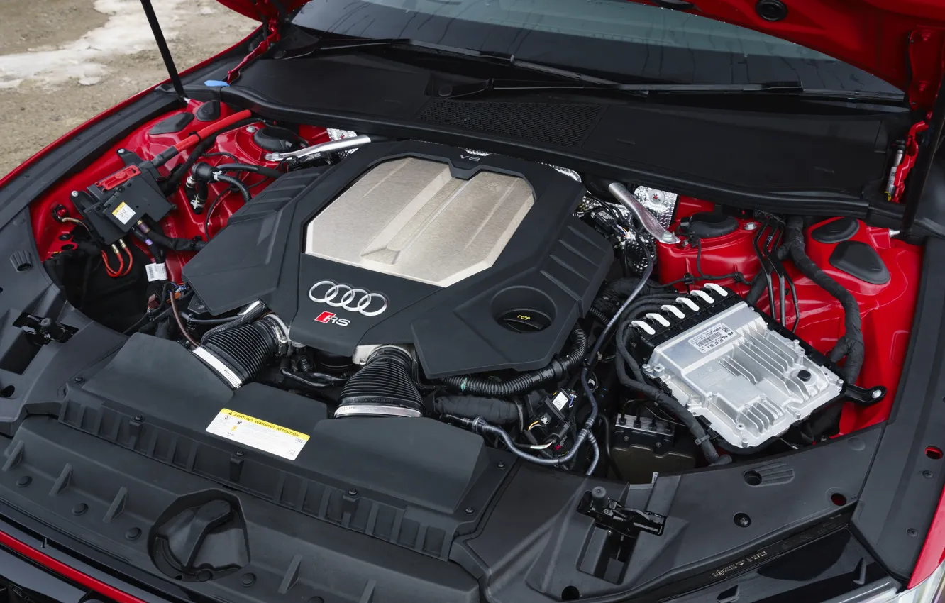Photo wallpaper Audi, engine, TFSI, RS 7, 2020, 600 HP, UK version, V8 Twin-Turbo