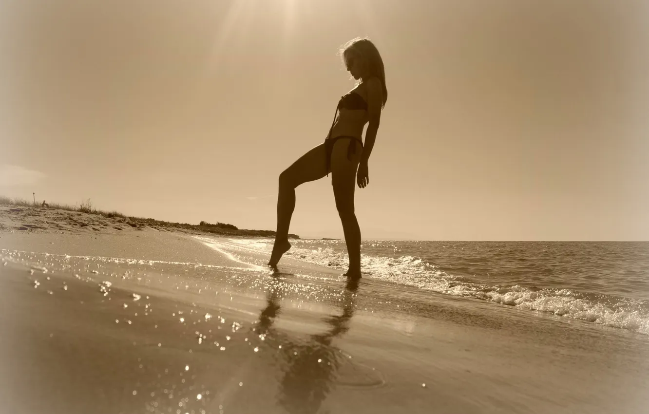 Photo wallpaper sea, summer, girl