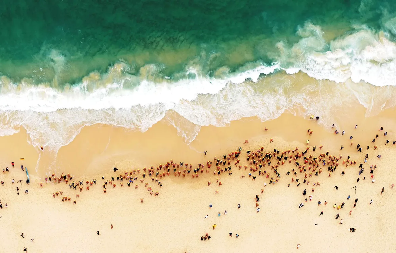 Photo wallpaper sea, beach, shore, Australia, Sydney, swimmers, Bondi Beach