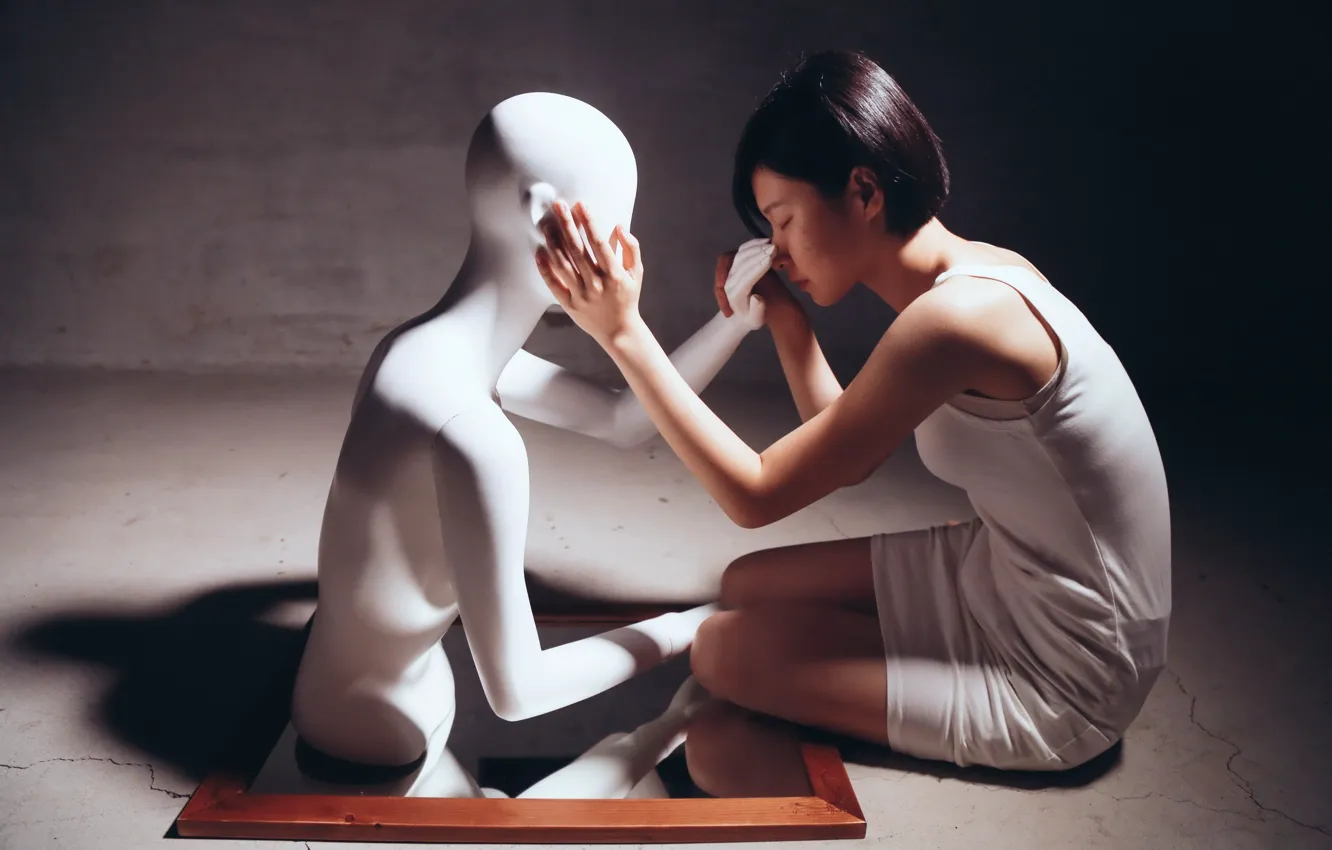 Photo wallpaper girl, mood, dummy