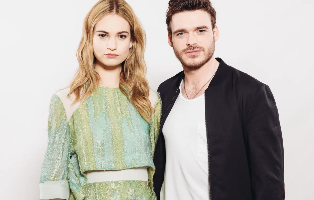 Photo wallpaper look, girl, hair, pair, male, beauty, Lily James, Lily James