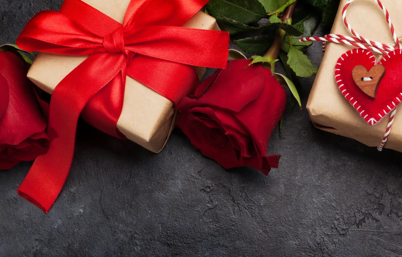 Photo wallpaper love, flowers, gift, romance, roses, petals, love, Valentine's day