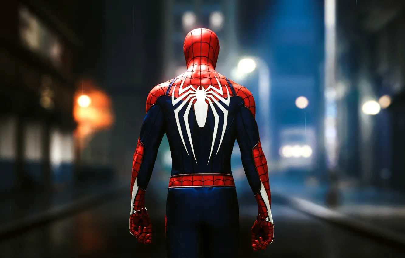 Photo wallpaper Marvel Comics, Spider-Man, hd wallpaper, video games, Superhero, rear view