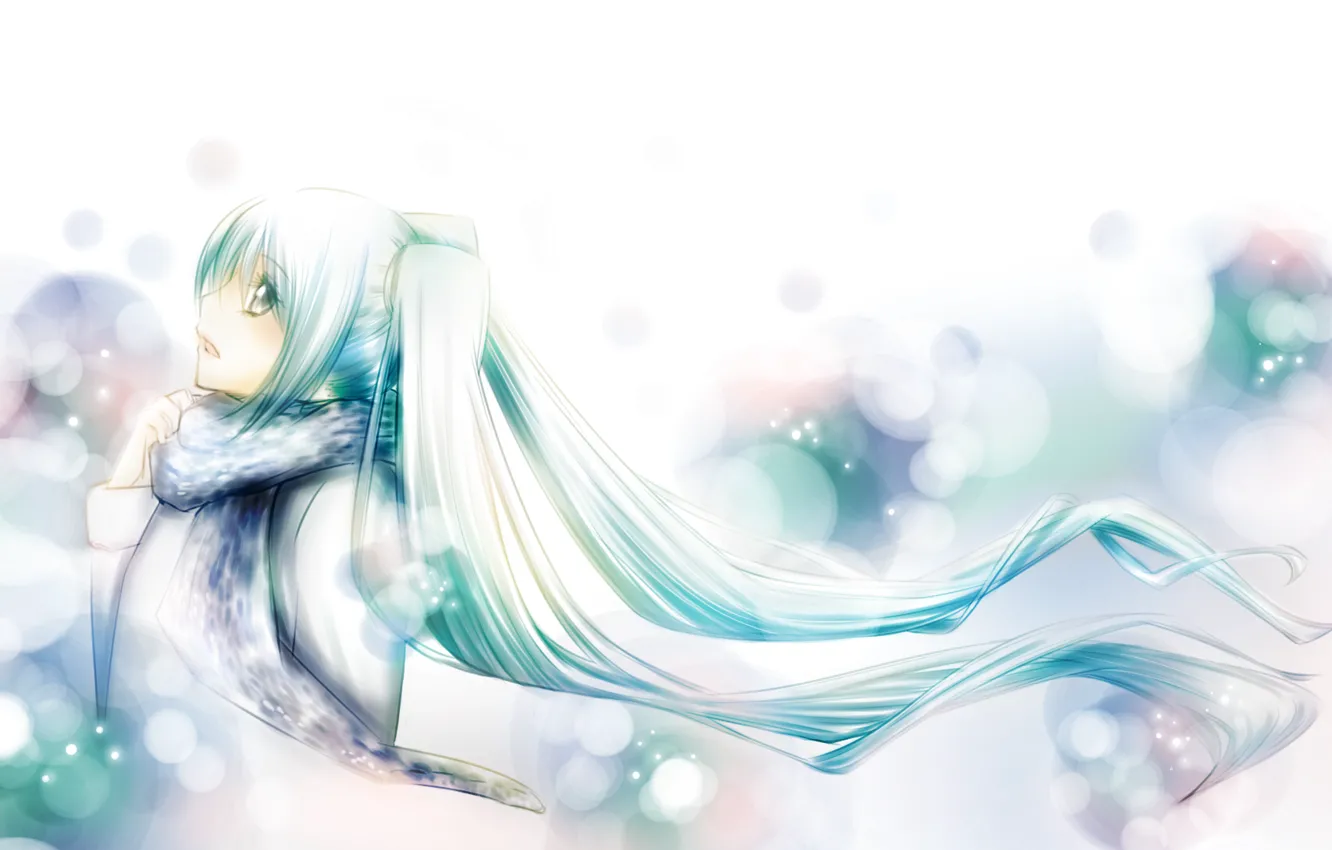 Photo wallpaper girl, anime, scarf, art, vocaloid, hatsune miku, atatos