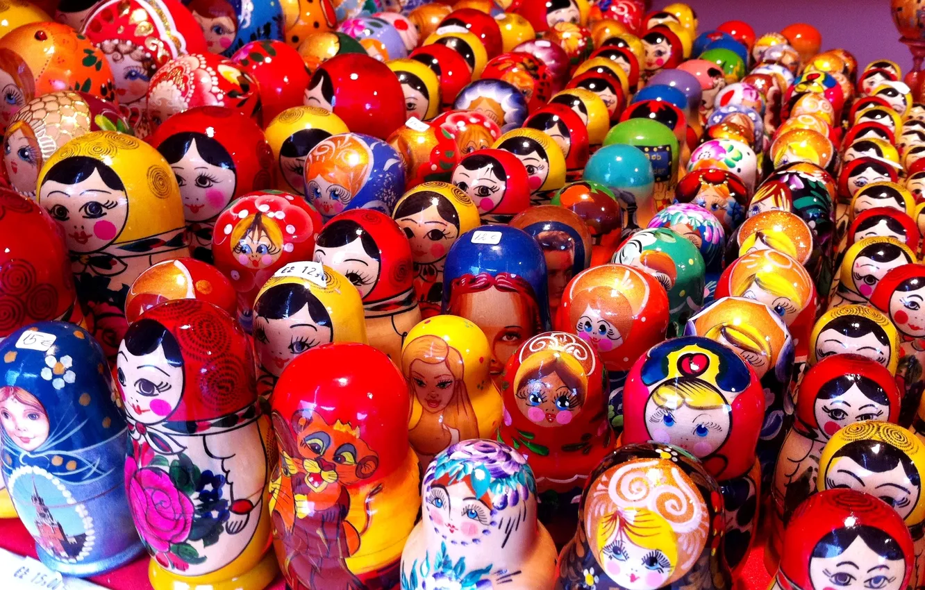 Photo wallpaper beautiful, colorful, souvenir, matryoshka