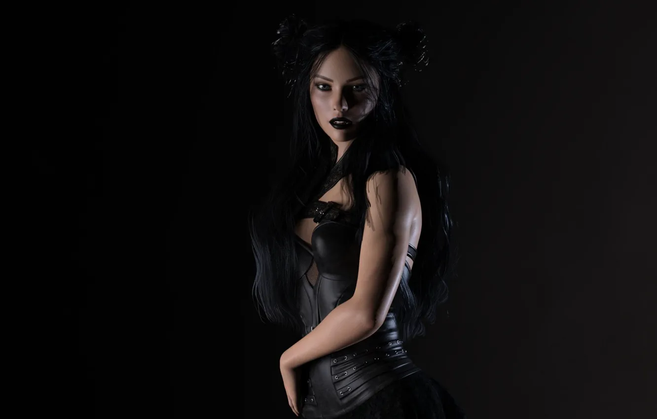 Photo wallpaper girl, background, black