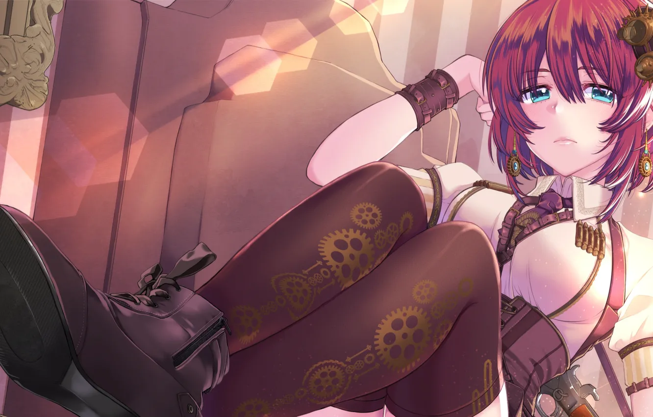 Photo wallpaper girl, style, boots, tights