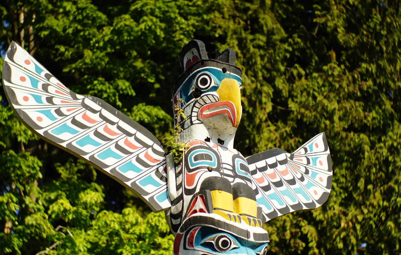 Photo wallpaper background, Indian, totem pole
