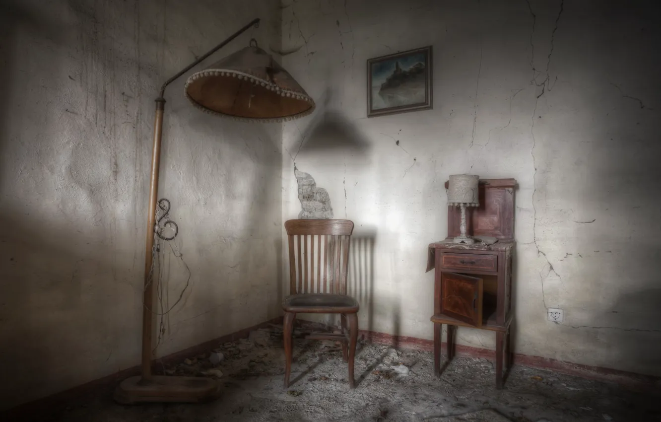 Photo wallpaper room, lamp, chair