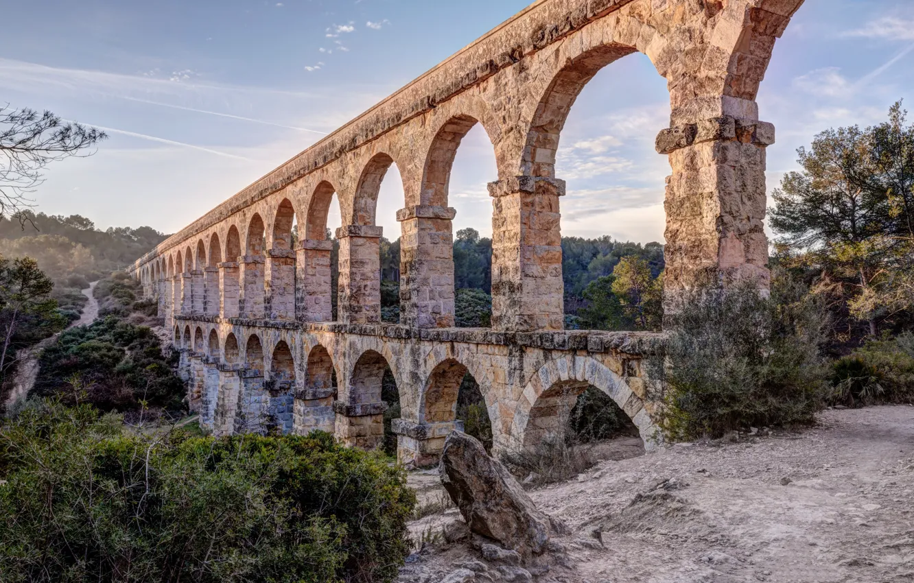 Photo wallpaper support, arch, architecture, Spain, Tarragona, Devil's Bridge